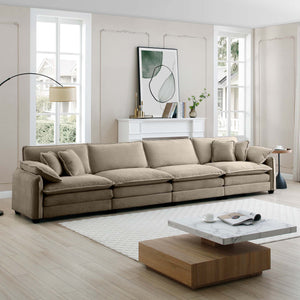 English Elm Corduroy Sofa - Stylish 4-Seater Upholstered Comfort For Modern Living Rooms & Offices, Easy Care! W714S00720