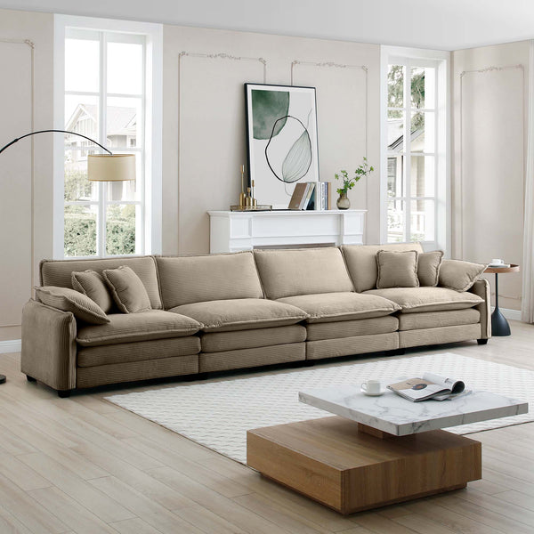 English Elm Corduroy Sofa - Stylish 4-Seater Upholstered Comfort For Modern Living Rooms & Offices, Easy Care! W714S00720