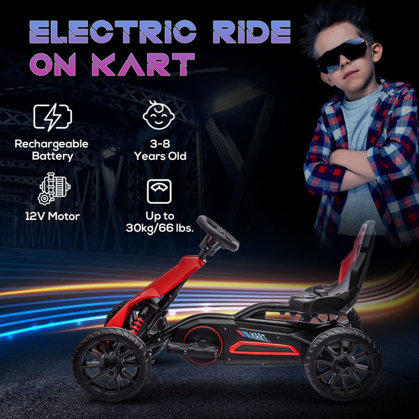 English Elm Aosom Kids Pedal Go Kart with Swing Axle Handbrake and Adjustable Seat for Ages 3 to 8 W2225P217195