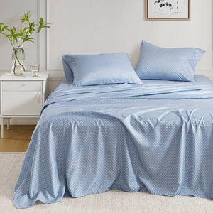 English Elm Floral Comforter Set With Soft Microfiber Sheets - Blue Watercolor Design For Cozy Bedrooms B035P266684