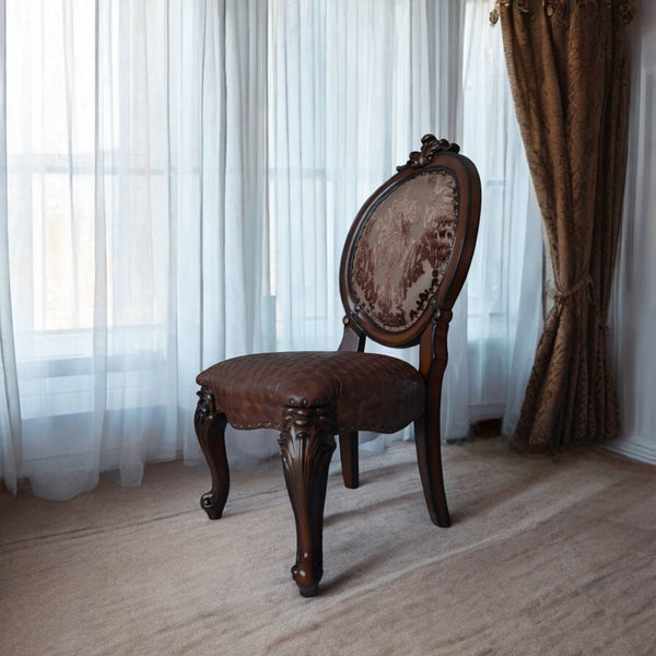 English Elm Versailles Formal Dining Side Chairs Set of 2 Pu Leather Nailhead Scrolled Wood B2726P433398