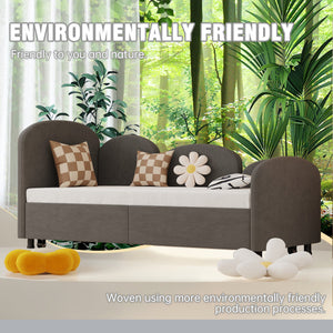 English Elm Twin Flower Shape Velvet Daybed with Storage Drawer, Modern Kids Sofa Bed Frame for Bedroom Dark Gray W395S00114