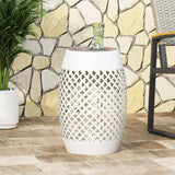 Christopher Knight Home® - Noble House - Roswell Outdoor Lace Cut Side Table with Tile Top