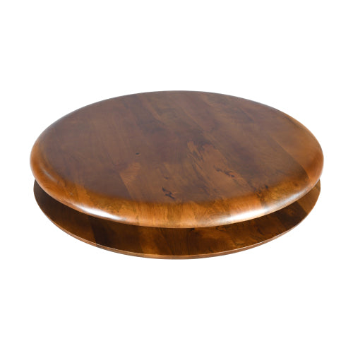Floating Round Coffee Table Solid Wood Two-Tier 46.3" Rustic Dark Brown Handmade Floating Design