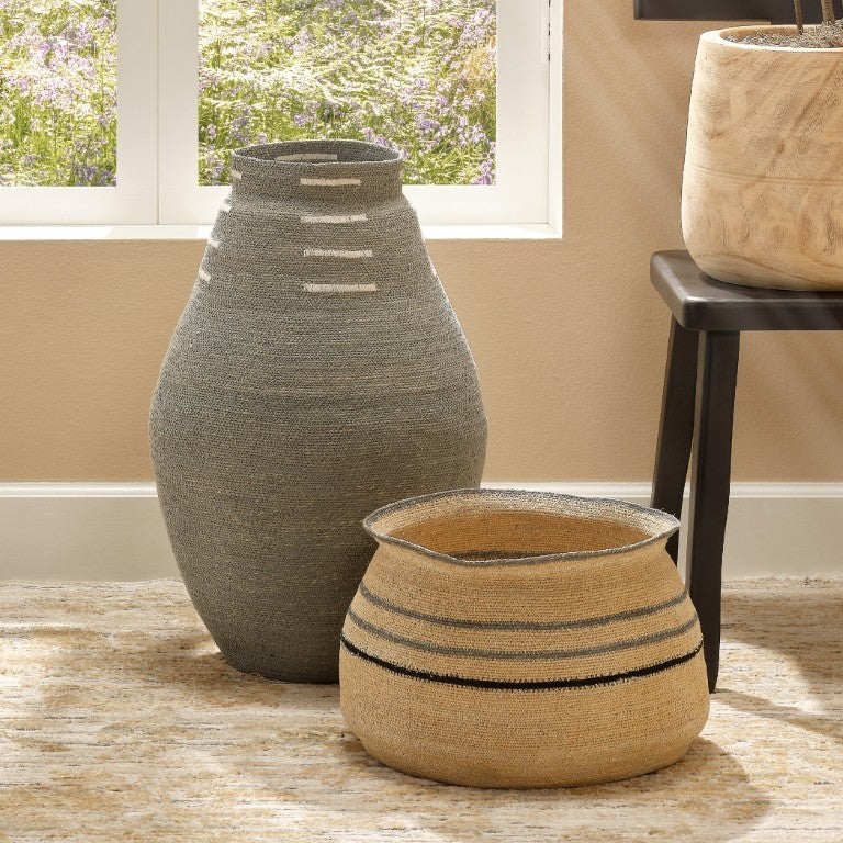 Jamie Young Co. Rainforest Handwoven Seagrass Storage Basket Artisan Crafted Organic Home Decor 10RAIN-BABL