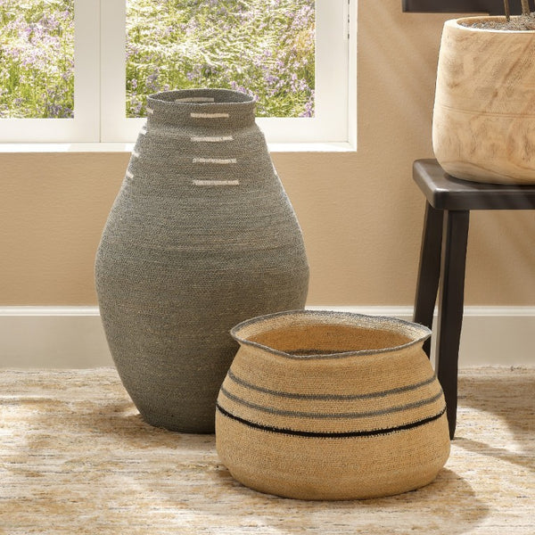 Rainforest Handwoven Seagrass Storage Basket Artisan Crafted Organic Home Decor