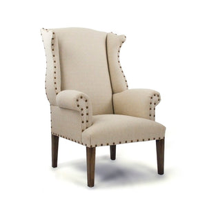 Zentique Wing Wing Back Chair in Linen Upholstery on Solid Maple Frame — Classic Comfort, Made in USA, 32x48x30 #10 Wingback Chair