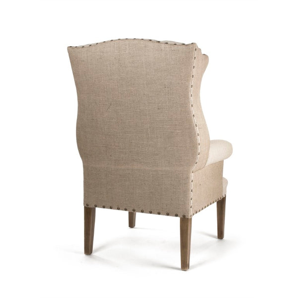 Zentique #10 Tufted Wing Chair — Solid Maple Frame, Linen-Burlap Upholstery, Deep Button Tufting & Plush Foam Seating (Made in USA) #10 Tufted Wing Chair