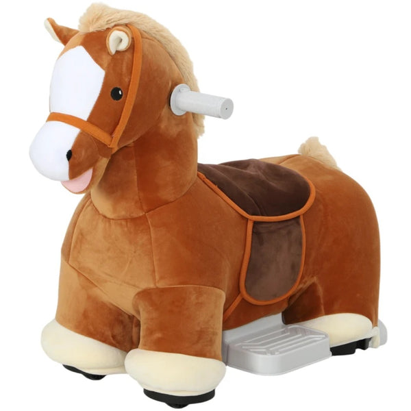 English Elm Washable Plush Electric Ride on Horse Toy for Toddlers with Music and Soft Frame T3971P475617
