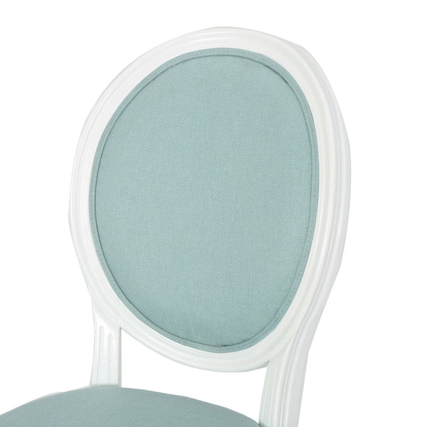 English Elm Christopher Knight Home® - Kd Dining Chair Set Of 2 - Elegant French Country Upholstered Chairs With Fluted Legs & Aqua Fabric 60352.00LBL