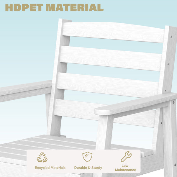 English Elm Single imitation wood grain outdoor dining chair with armrests, waterproof, UV-resistant comfort and durable support White T3898P371323