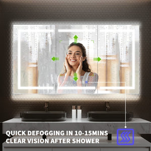 English Elm Smart Led Mirror Cabinet with Anti-fog Dimming Gfci Outlet Bathroom Storage W637P252345