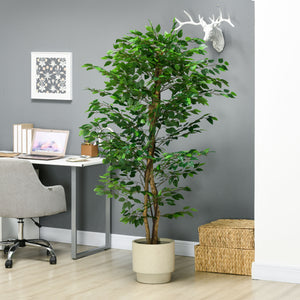 English Elm HOMCOM Realistic 6ft Ficus Artificial Tree with Pot, 1,260 Lush Leaves, No Maintenance Décor W2225P217280