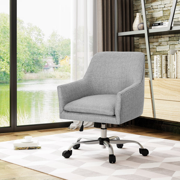 English Elm Christopher Knight Home® - OFFICE Chair with Plush Upholstery, Sloped Armrests, Swivel Lift & Chrome Caster Base for Comfort Grey 63624.00GRY