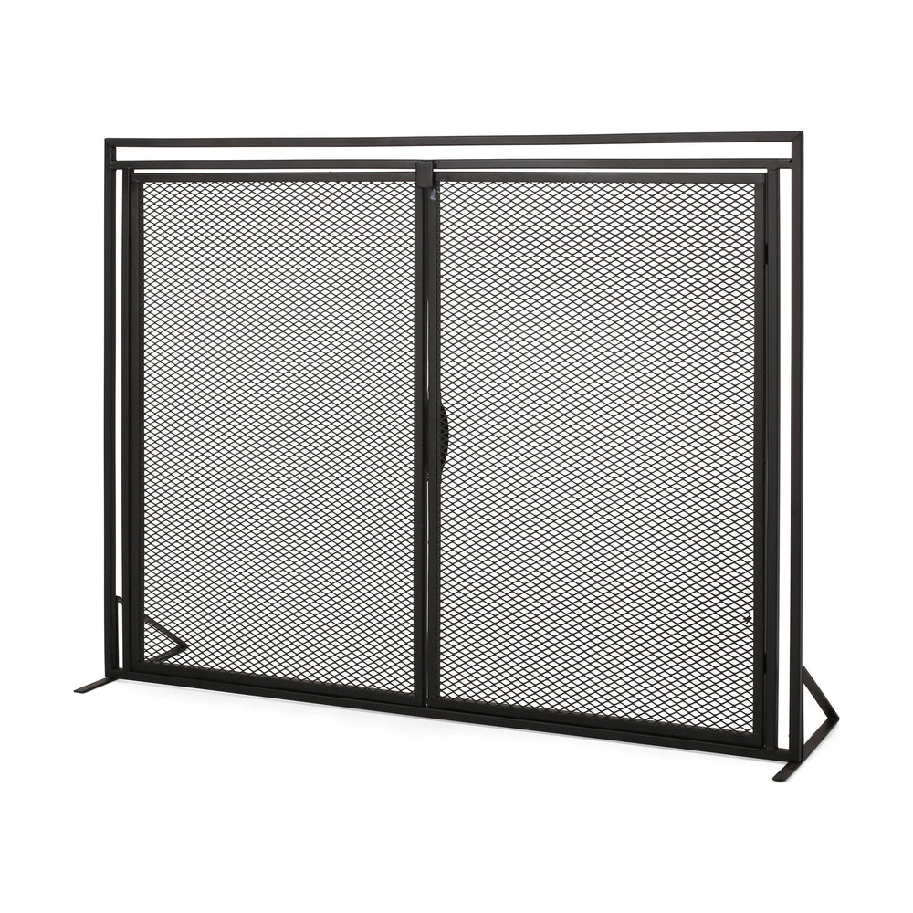 English Elm Christopher Knight Home® - FIREPLACE Samantha Iron Screen with Matte Finish, Handcrafted Mesh Guard, Dual Doors & Sleek Frame Black 67721.00