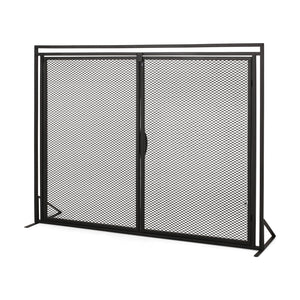 English Elm Christopher Knight Home® - FIREPLACE Samantha Iron Screen with Matte Finish, Handcrafted Mesh Guard, Dual Doors & Sleek Frame Black 67721.00