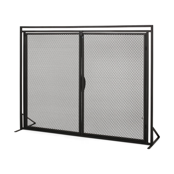 English Elm Christopher Knight Home® - FIREPLACE Samantha Iron Screen with Matte Finish, Handcrafted Mesh Guard, Dual Doors & Sleek Frame Black 67721.00