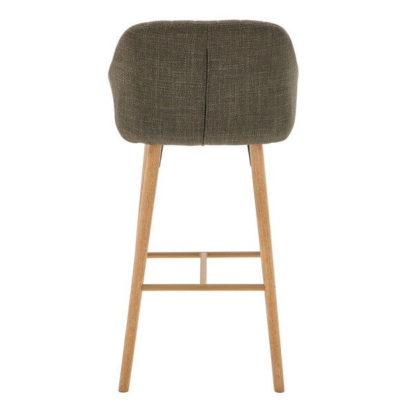 English Elm Modern Linen Upholstered Barstools with Oak Legs Armrests and Footrest for Kitchen Islands Green W395P396315