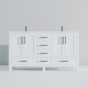 English Elm White Double Bath Vanity With Cultured Marble Top, Ample Storage & Chrome Faucet Set For Elegance B2731P259074-GIGA