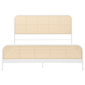 English Elm Randall Coastal Woven Cane Webbing Eastern King Bed with Airy Metal Frame White B062P447776