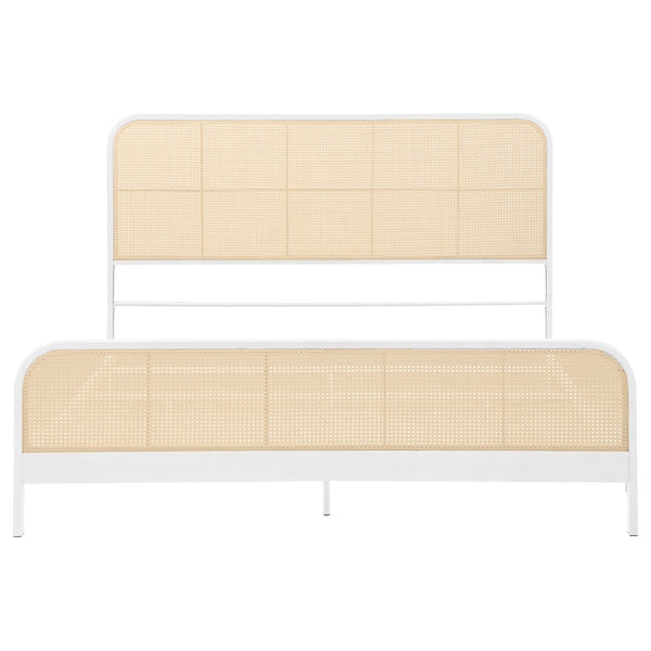 English Elm Randall Coastal Woven Cane Webbing Eastern King Bed with Airy Metal Frame White B062P447776