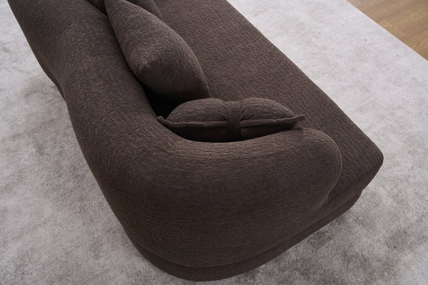 English Elm (old Sku W2231p392100) Chenille Sleeper Sofa Foldable Convertible Loveseat with Four Pillows Brown W2231P466739