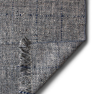 English Elm Tenney Handwoven 6x9 Wool Area Rug in Grey & Blue with Hand-Knotted Fringe, Durable 0.3" Thickness B136P188397