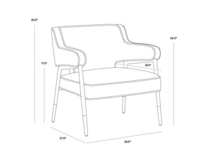 Sunpan Derome Mid-century Lounge Chair In Bravo Portabella Faux Leather With Sculpted Design & Gold Accents Grey Faux Leather 107316