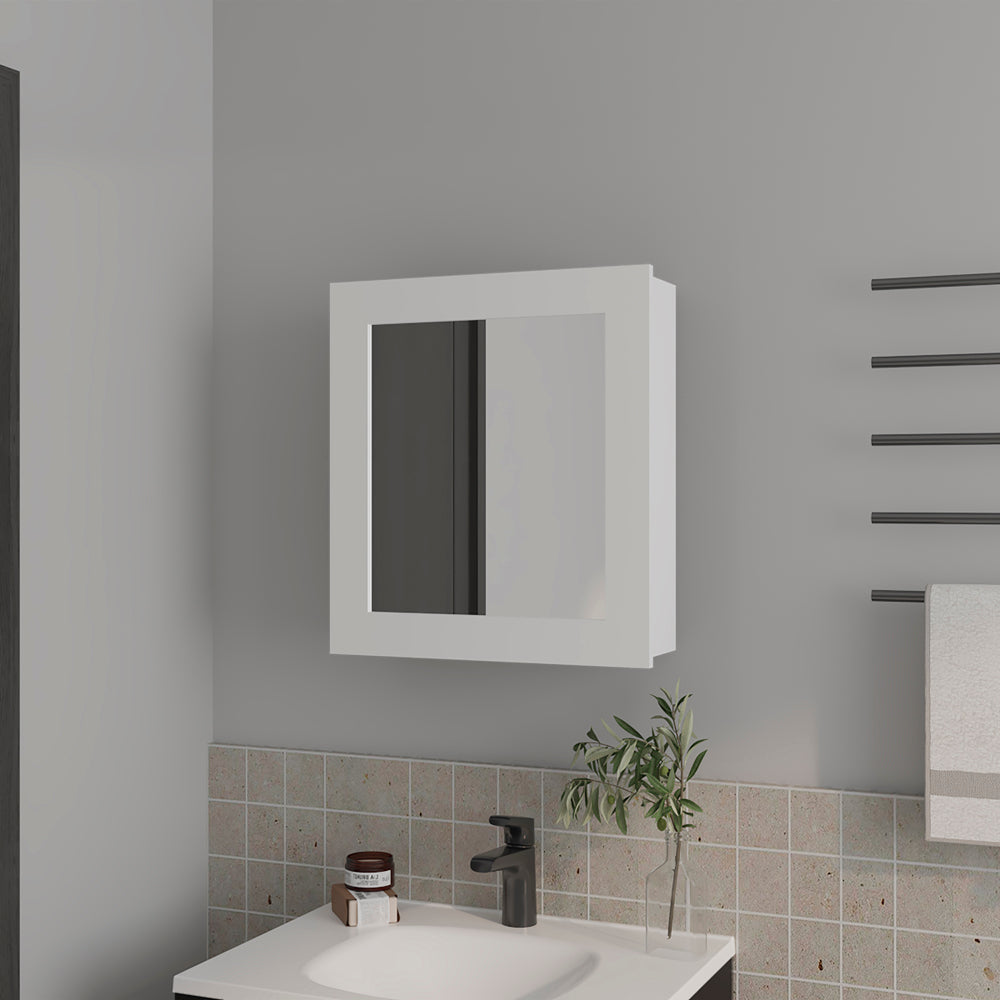 English Elm Medicine Cabinet Hailey White Mirrored Door Compact Wall Storage Engineered Wood 2 Shelves Durable Design for Small Bathrooms and Toiletries Organization B092P238753