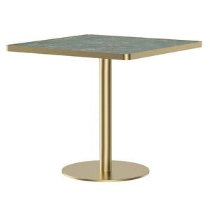 English Elm Square Bistro Dining Table Faux Marble Top Tulip Pedestal Base Gold Metal Frame W3316P421499
