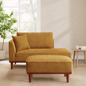 English Elm Indoor Boucle Chaise Lounge with Detachable Ottoman Convertible Daybed Bedroom Reading Nook Orange W5515P438685