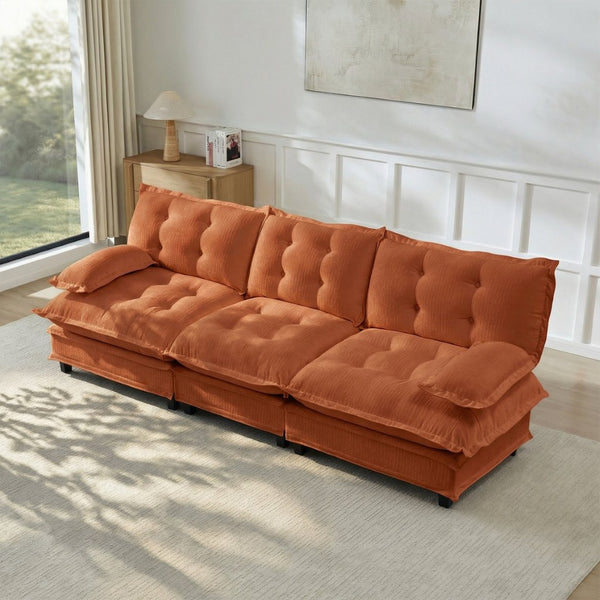 English Elm 107" Modular Cloud Sectional Sofa Deep Seat Chenille Upholstered Living Room Couch Orange W714S01737