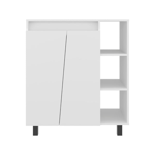 English Elm Cesna White Kitchen Sideboard with Appliance Top Open Shelves and Enclosed Cabinet B070P474240
