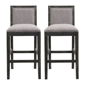 English Elm Christopher Knight Home® - 30.5 Inch Bar Stools Set of 2 with Upholstered Fabric Seats, Rubberwood Frame, 30.5" Height, 300 lb Capacity Black+Grey N780P192217B