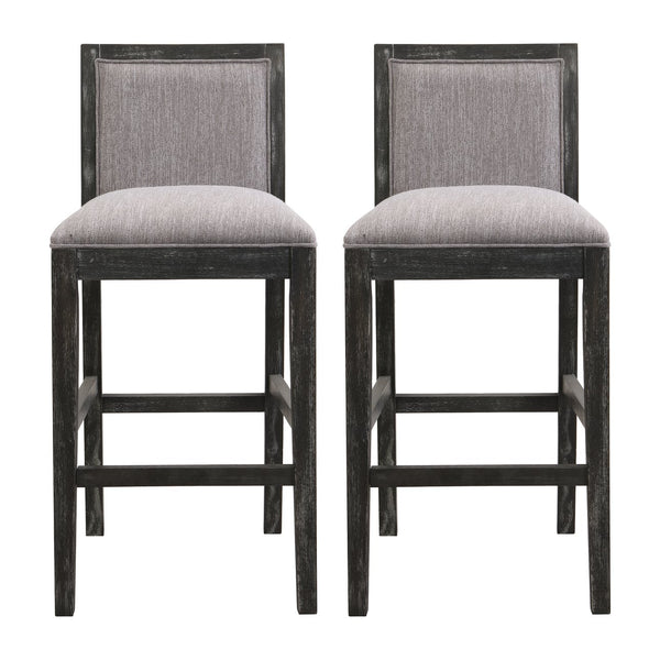 English Elm Christopher Knight Home® - 30.5 Inch Bar Stools Set of 2 with Upholstered Fabric Seats, Rubberwood Frame, 30.5" Height, 300 lb Capacity Black+Grey N780P192217B