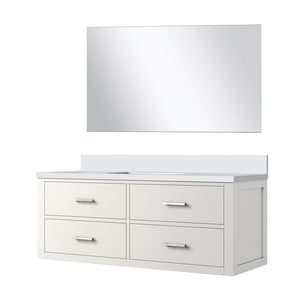 English Elm White Elegant Single Bath Vanity Set With Cultured Marble Countertop & Frameless 43 In. Mirror B2731S01442-GIGA