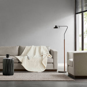 English Elm 1 Pcs Dream Soft Heated Throw Blanket - Plush Ivory, Cozy Warmth For Home Comfort & Style B035P319628