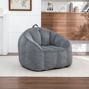 English Elm Giant Corduroy Bean Bag with Armrests Shredded Foam Lounge Chair for Living Room Dark Gray W2200P442623