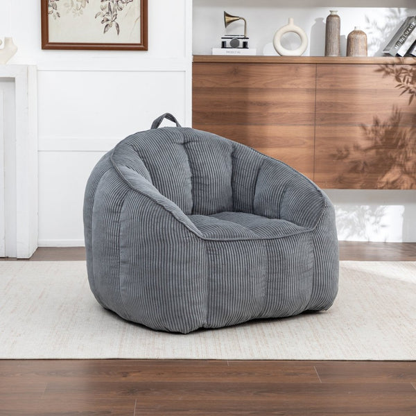English Elm Giant Corduroy Bean Bag with Armrests Shredded Foam Lounge Chair for Living Room Dark Gray W2200P442623