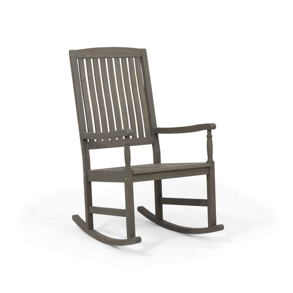 English Elm Christopher Knight Home® - Acacia Outdoor Porch Rocking Chair – Durable Acacia Hardwood, Rustic Slat Design, Smooth Rocking Motion Grey 65490.00GRY