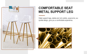 English Elm Modern White+Gold Upholstered Bar Chair with Metal Legs — Compact Water-Resistant PU Seating for Kitchen, Dining, Terrace (Easy Assembly) W1151P154368