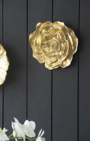 English Elm S/2 Gold Rose Wall Accents - Elegant Floral Decor Set For Timeless Home Elegance & Style Upgrade W2078P223125-GIGA