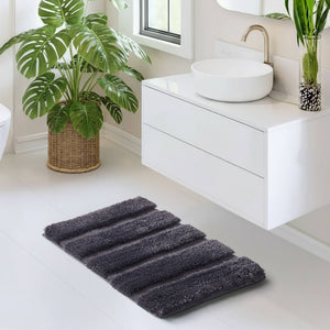 JLA Home Madison Park - Rug Madison Park Tufted Pearl Channel Bath Accent — Plush High-Low Stripe, Machine Washable, Fade-Resistant Grey MP72-5105