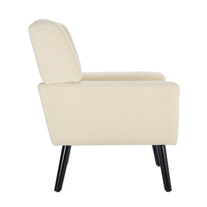 English Elm Modern Pu Leather Ergonomic Accent Chair with Padded Arms and Matte Black Legs White W676P172468