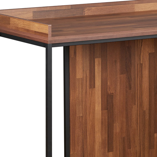 English Elm Walnut Modern Writing Desk with Drawer and Sandy Black Sled Base—Spacious 62" Surface, Stylish Office centerpiece B062P215486