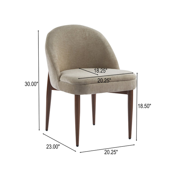 English Elm Christopher Knight Home® - Fabric Chenille Upholstered Iron Dining Chair with Ergonomic Curved Back, Plush Cushioning, Durable Frame Light Camel,Walnut 27.25 L x 24 W x 22.5 H N776P272026M