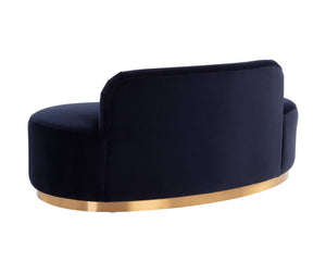 Sunpan Cassey Bench – Contemporary Curved Design with Gold Stainless Steel Base for Stunning Home Appeal Meg Indigo