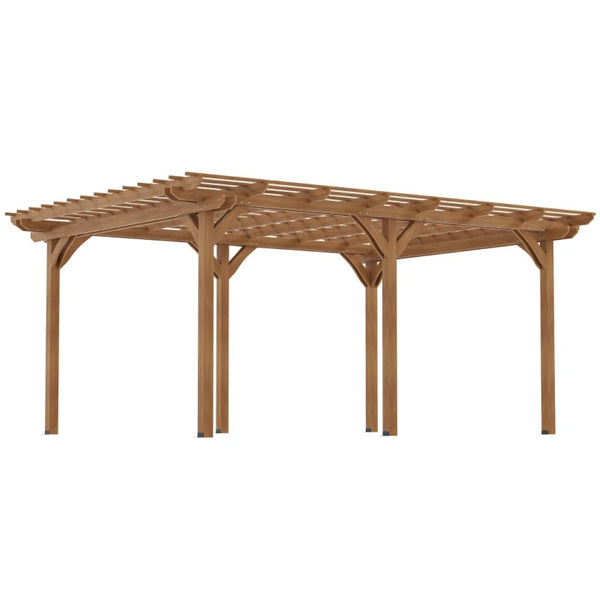 English Elm Wooden Fir Pergola Outdoor Vine Trellis with Triple Beam Canopy for Backyard Gardens T3971S00187