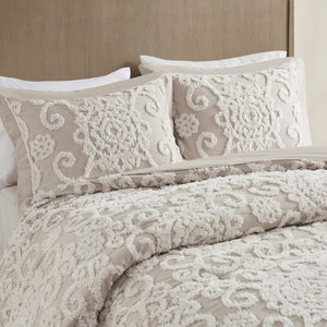 English Elm Cotton Suzanna Duvet Cover Mini Set Full/Queen — Tufted Medallion Chenille Embroidery, OEKO-TEX Certified taupe 17.32 L x 15.35 W x 5.51 H B03595778