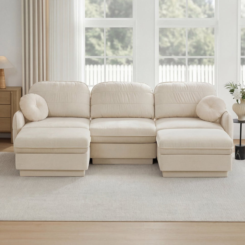 English Elm 105" Chenille Cloud Sofa Deep Seat Three Seater with Quilted Back for Living Room W714S01752